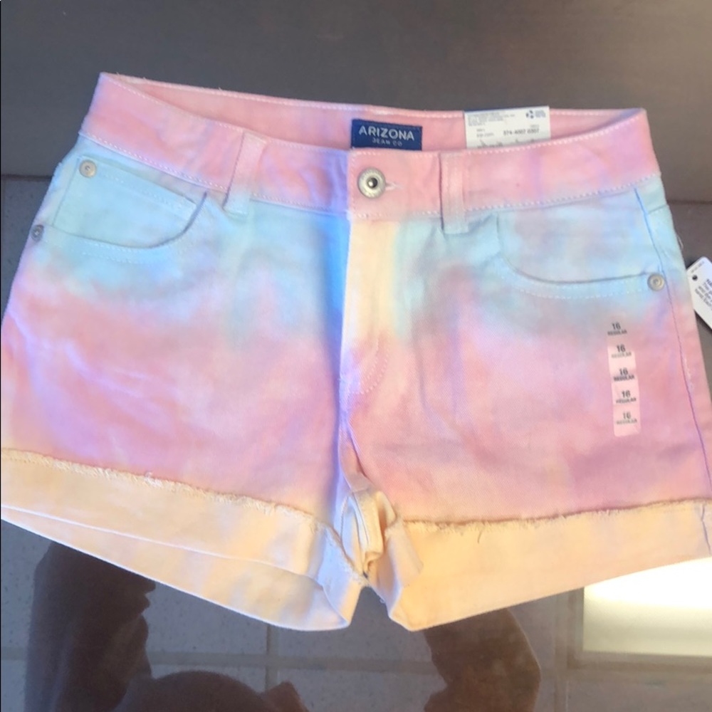 NWT Arizona Tie Dyed Shortie Girls Shorts sz 16
